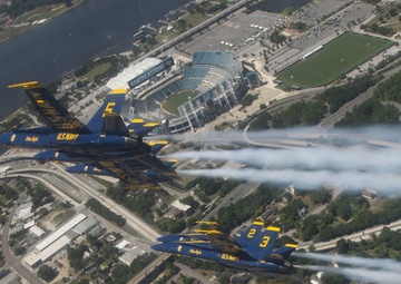 Navy Blue Angles Fly Over Lot J