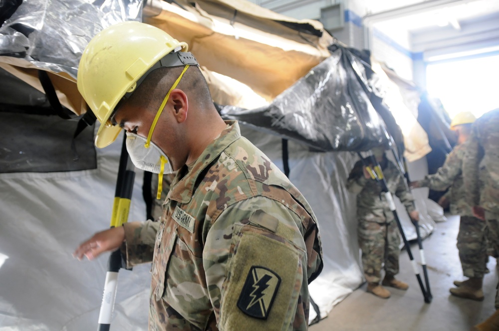 79th IBCT Soldiers take COVID-19 safety measures during unusual drill weekend
