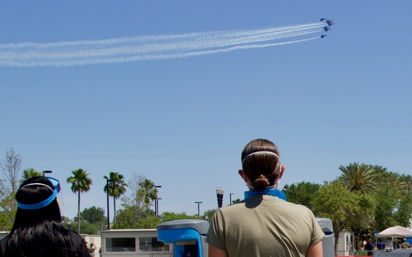 Blue Angels fly over Lot J at TIAA Bank Field