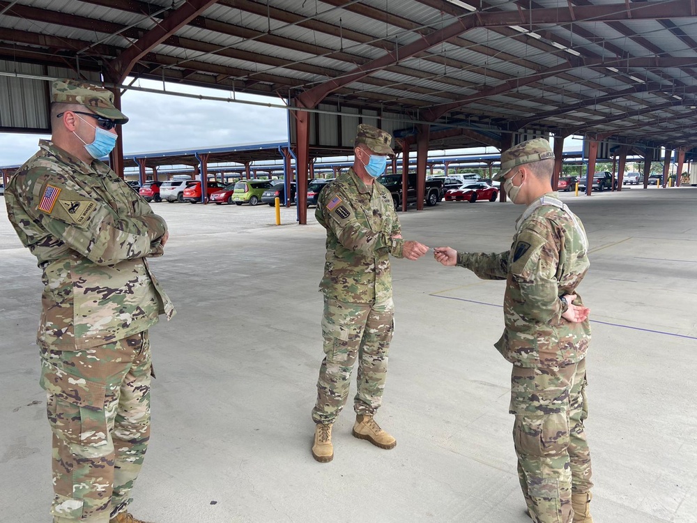 LTC Adrian Perez and CSM Gilbert Stamps Recognize Texas Army National Guard Soldiers for Excellence During the COVID-19 Response