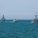 The HMS Argyll, HMS Shoreham and the mine countermeasures ship USS Dextrous