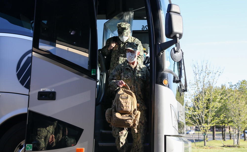 Navy Hospital Corpsmen Travel Home From New York City