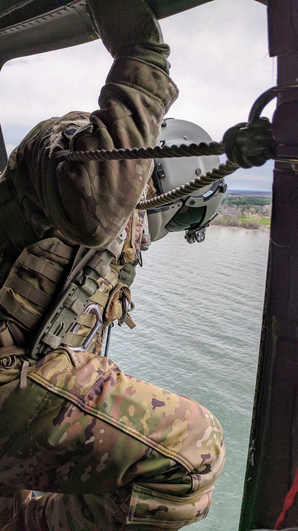 NY Army National Guard helicopter crews conduct water bucket training over Lake Ontario