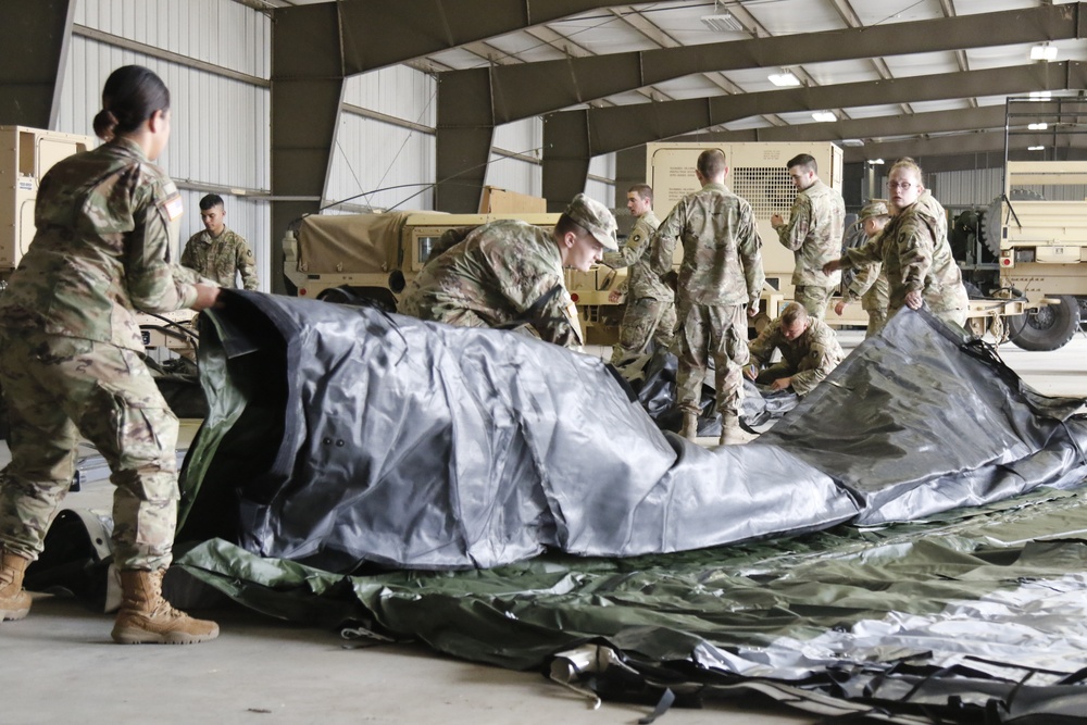 Soldiers inspect tents to prepare for COVID-19 response