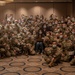 Sophia Farid hands out masks she made for military personnel