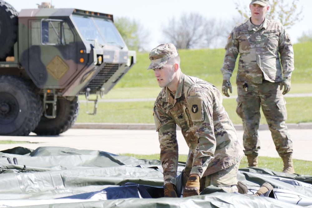 Soldiers and Airmen help set up &quot;Test Iowa&quot; in Denison