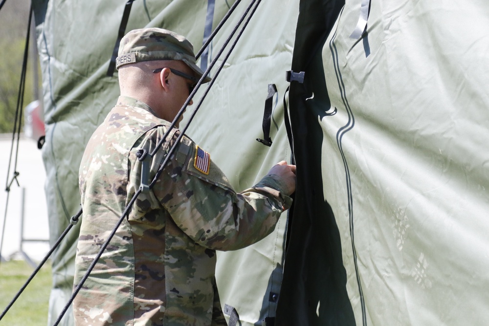 Soldiers and Airmen help set up &quot;Test Iowa&quot; in Denison