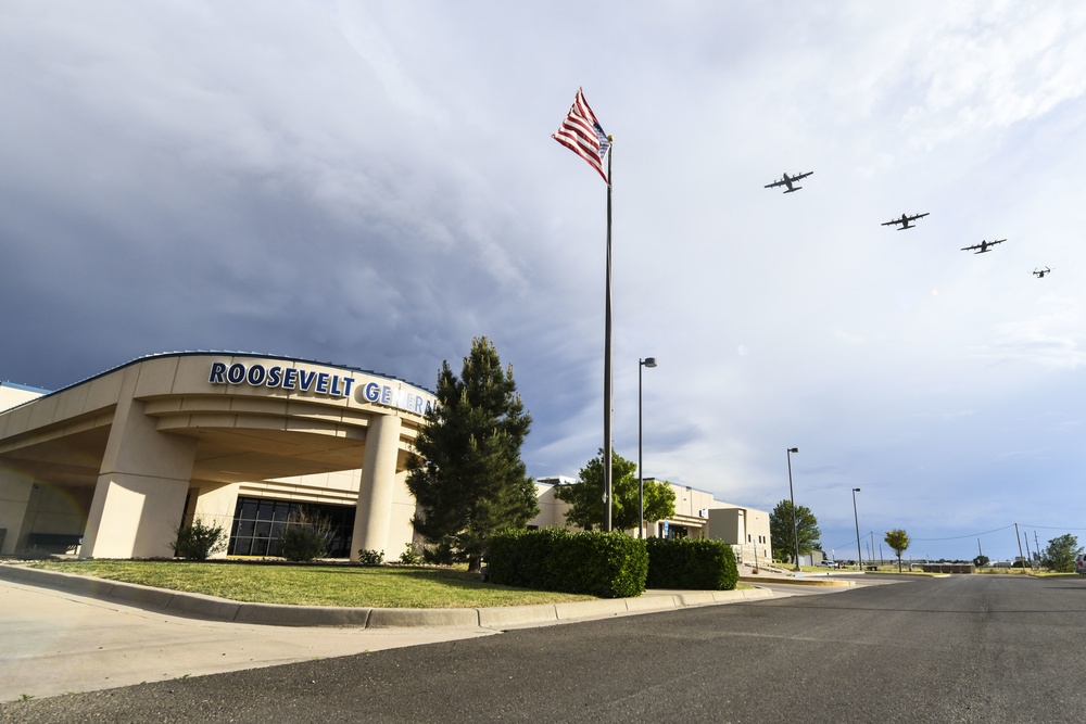 Cannon AFB aircraft show support for Portales hospital in fly over