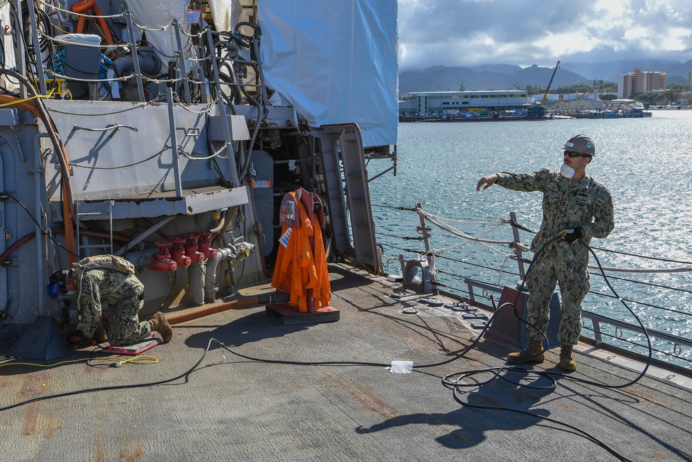 Seabees Work aboard USS Hopper