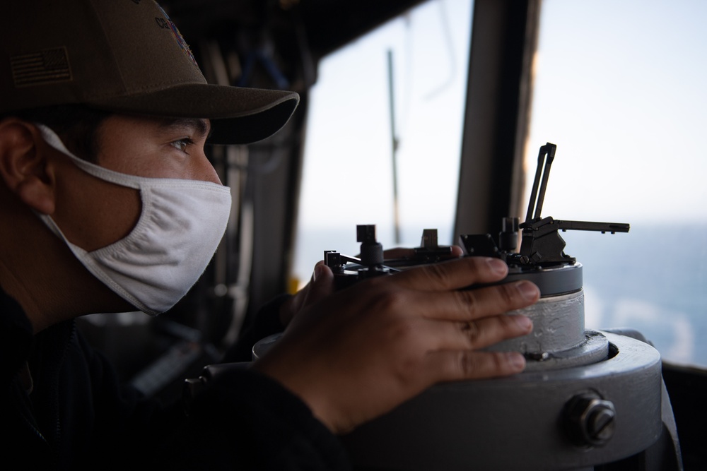 USS Princeton Sailors stand watch