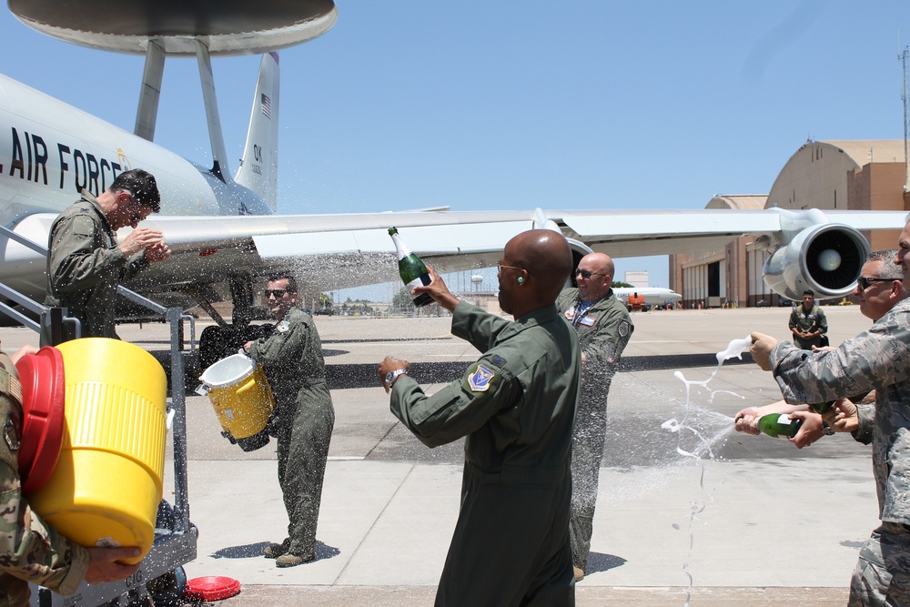 Commander, 552nd Air Control Wing, enjoys final flight