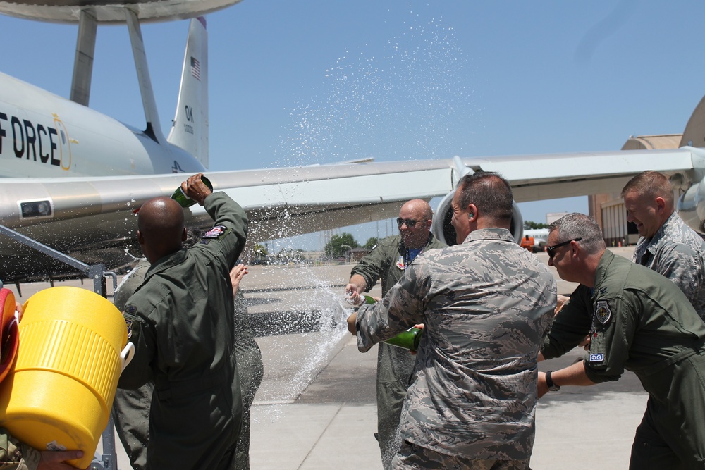 Commander, 552nd Air Control Wing, enjoys final flight