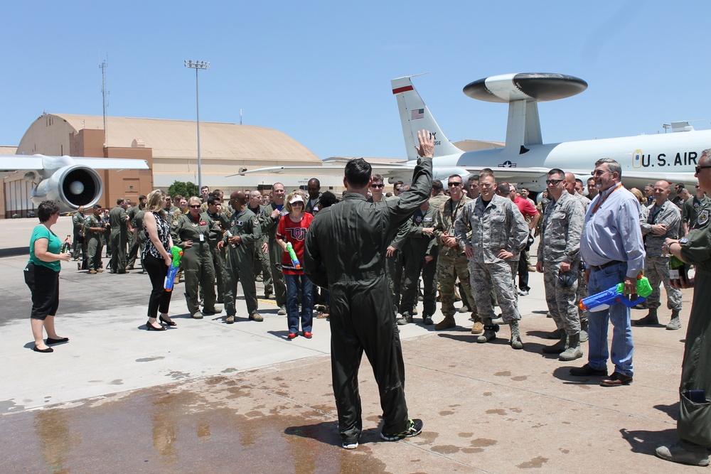 Commander, 552nd Air Control Wing, enjoys final flight