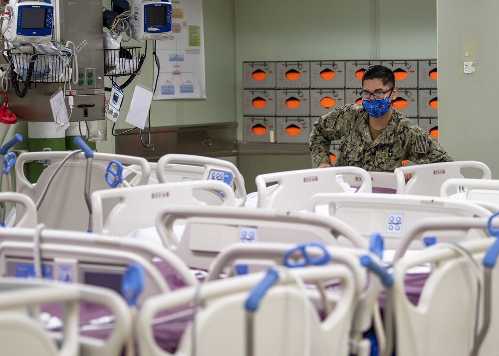 USNS Mercy Sailor Secures ICU Beds