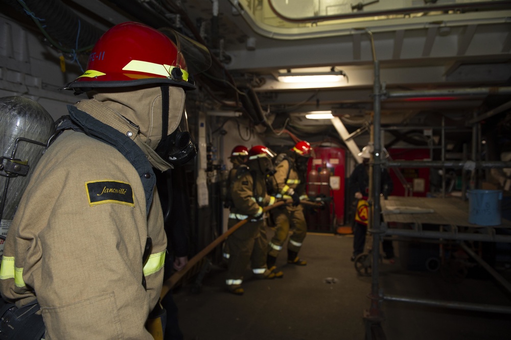 GHWB Sailors Participate in Fire Drill