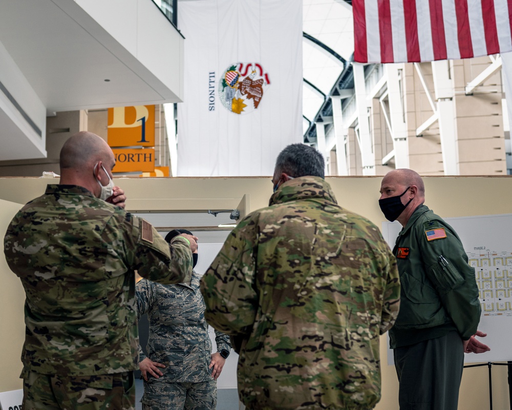 182nd Airlift Wing commander, command chief tour Illinois National Guard's COVID-19 response