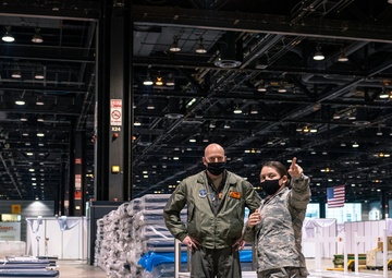 182nd Airlift Wing commander, command chief tour Illinois National Guard's COVID-19 response