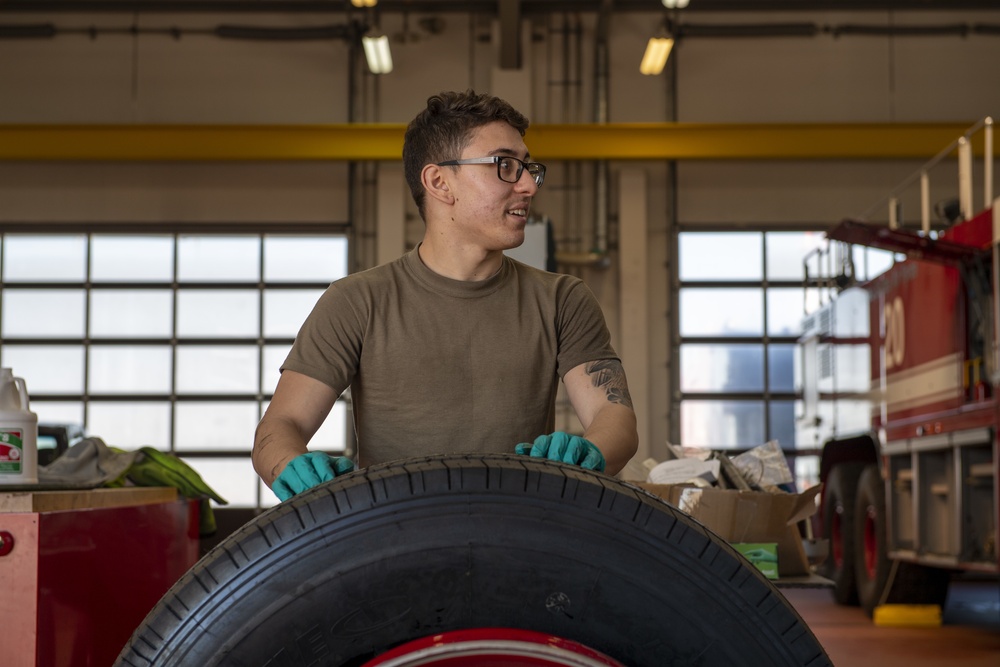 Fire truck, MHE shop drives Spangdahlem's heavy equipment forward