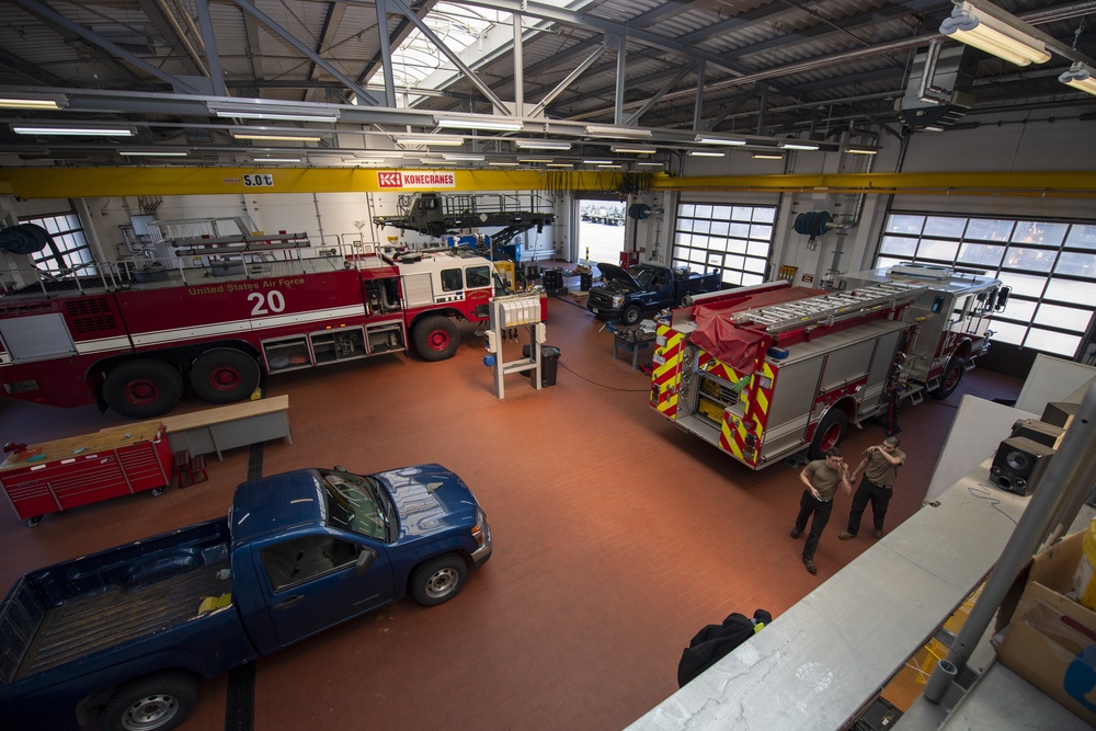 Fire truck, MHE shop drives Spangdahlem's heavy equipment forward