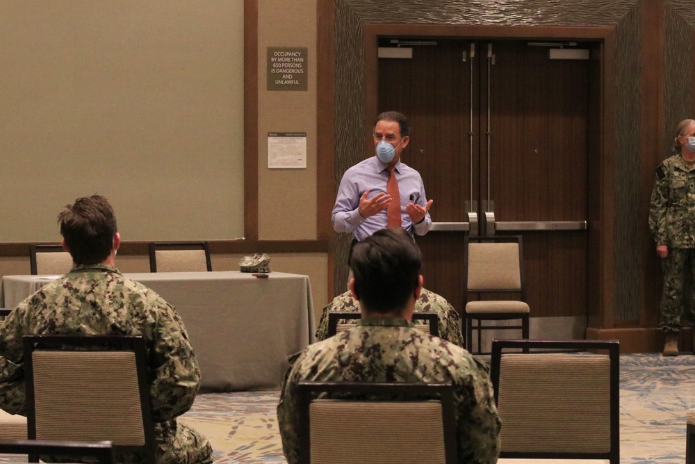 Naval Medical Forces Pacific Leadership Team Meets with EMF Camp Pendleton Sailors