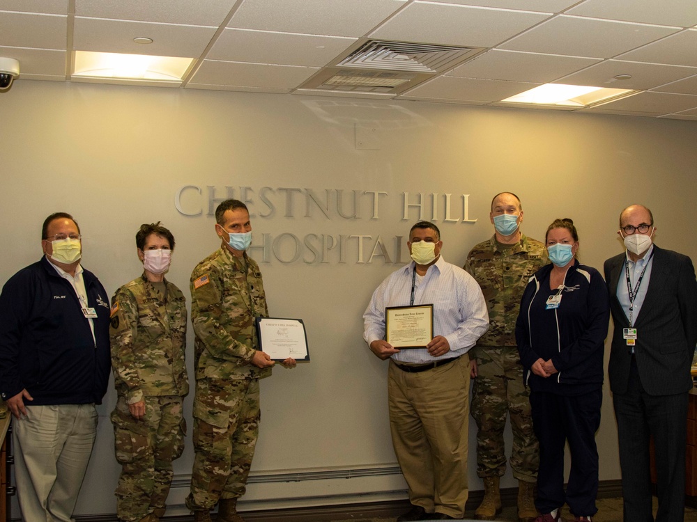 Col. Rene’ Scott awards certificates of appreciation to local Philadelphia area hospitals