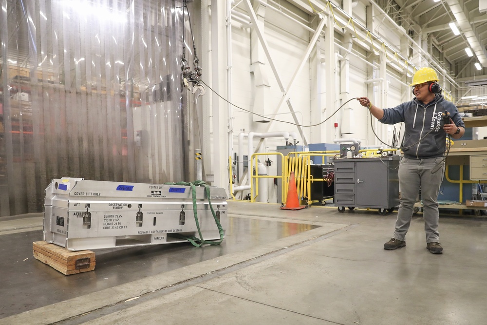 NSWC IHEODTD, Picatinny Detachment Performs Edgewise Container Drop Test