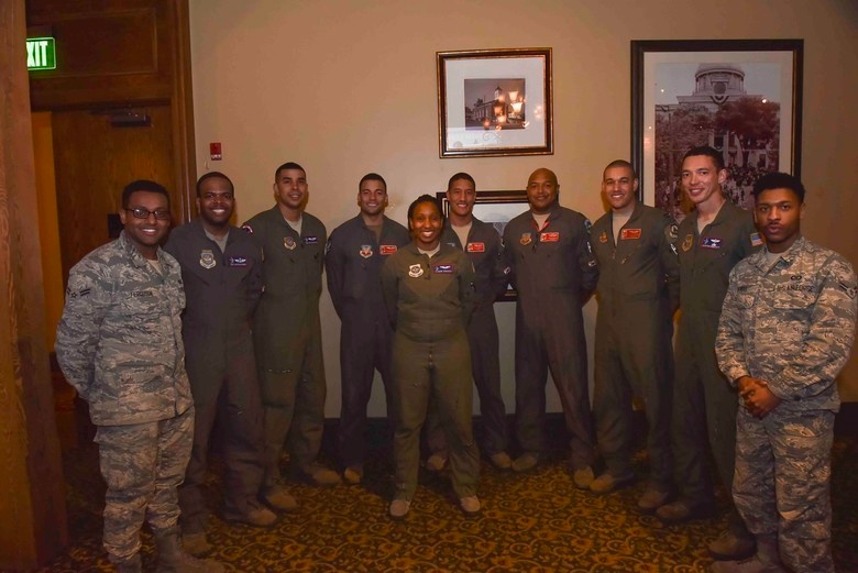 All-black Fairchild aircrew refuel Red Tail Squadron, honor Black History