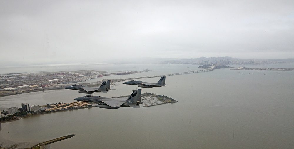 144th Fighter Wing's F-15C Eagle Fighter Jets Flyover