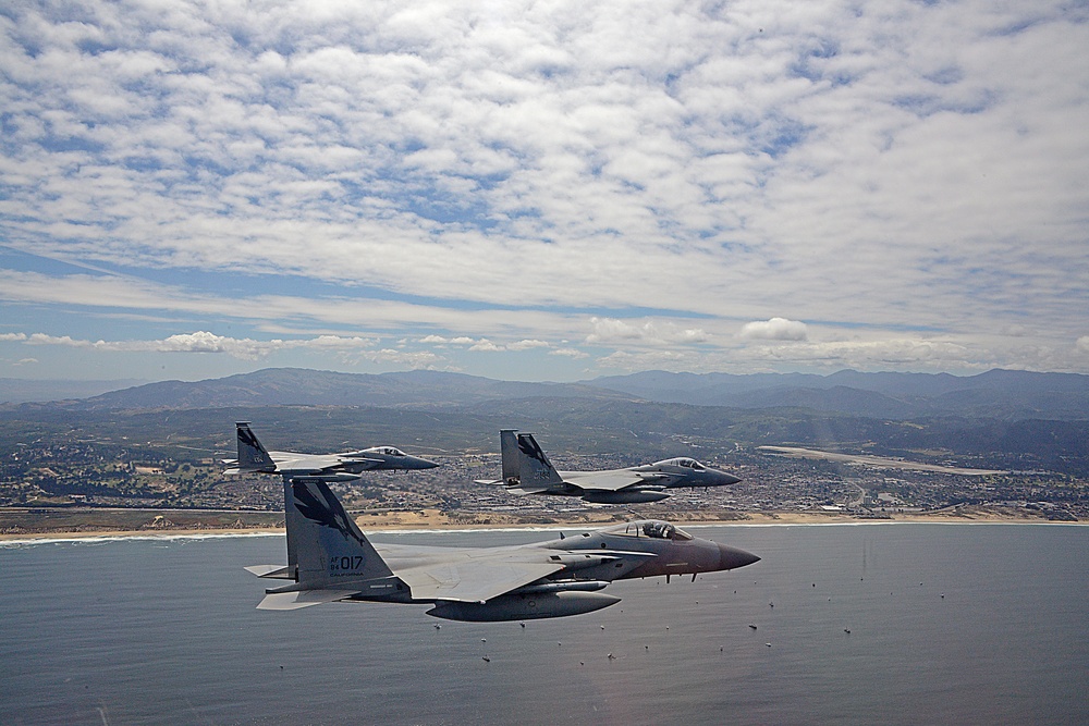 144th Fighter Wing's F-15C Eagle Fighter Jets Flyover