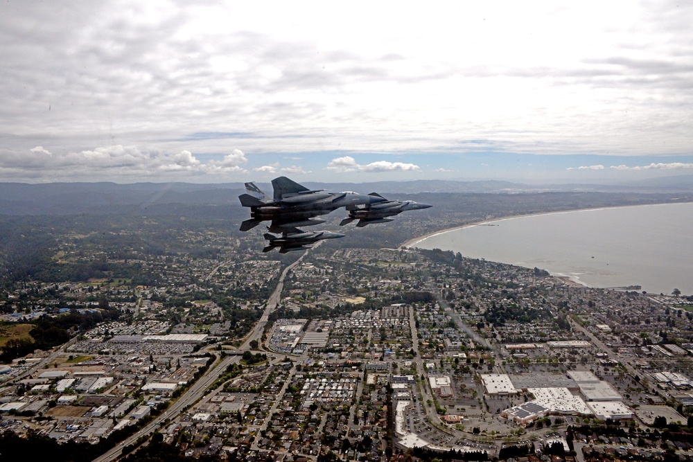 144th Fighter Wing's F-15C Eagle Fighter Jets Flyover