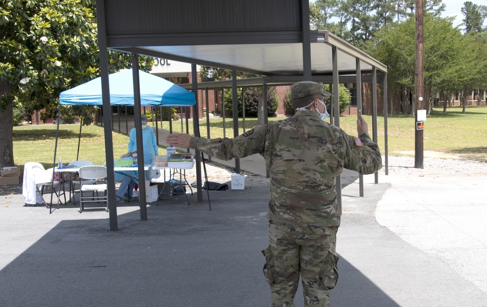 South Carolina National Guard directs traffic at Saluda testing site