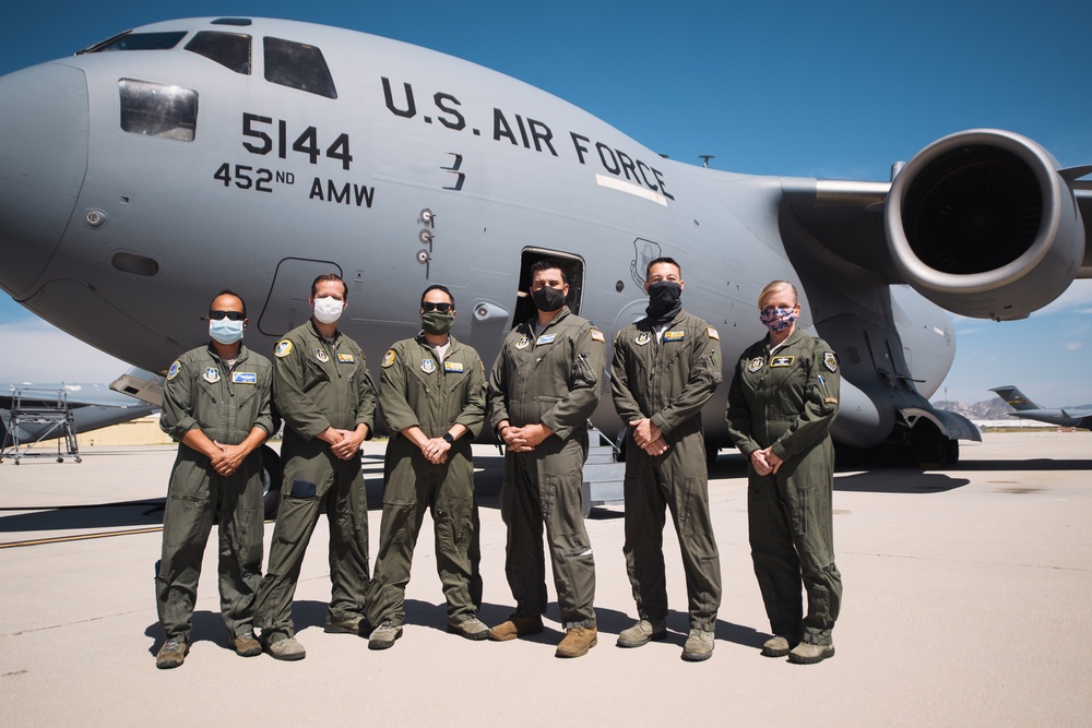 452nd AMW honor 1st responders with C-17 and KC-135 flyovers