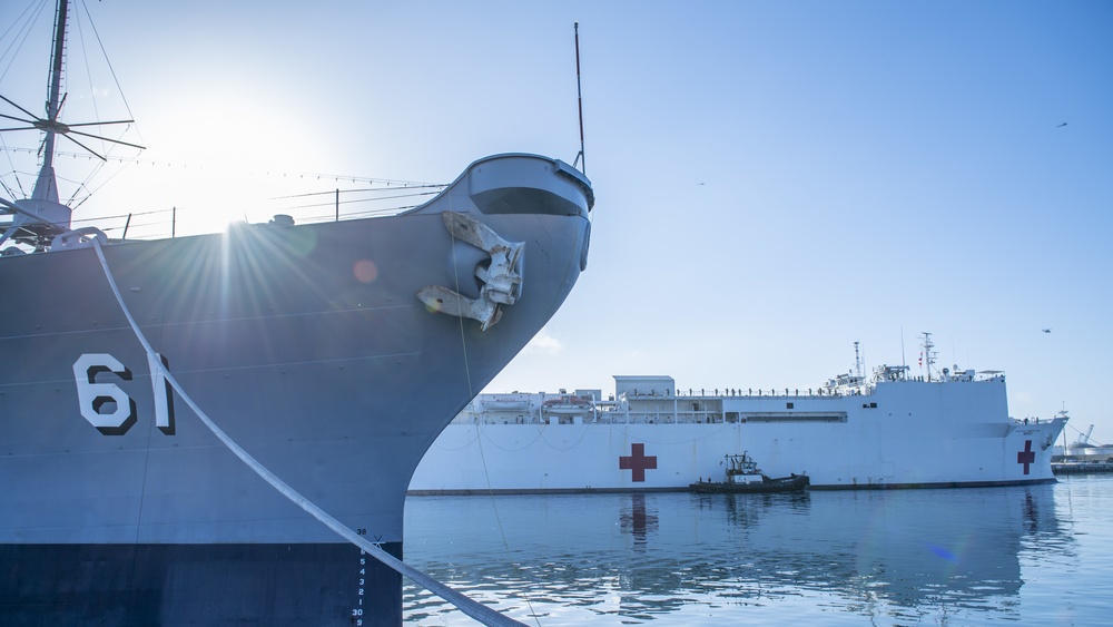USNS Mercy Sailors Render Honors to the USS IOWA