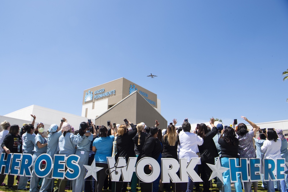 March Air Reserve Base honors frontline workers with flyovers