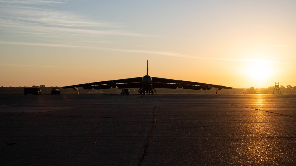 Barksdale B-52s take-off for Louisiana flyover