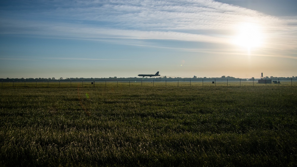 Barksdale B-52s take-off for Louisiana flyover