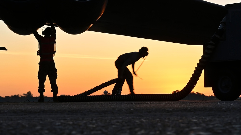 Barksdale B-52s take-off for Louisiana flyover