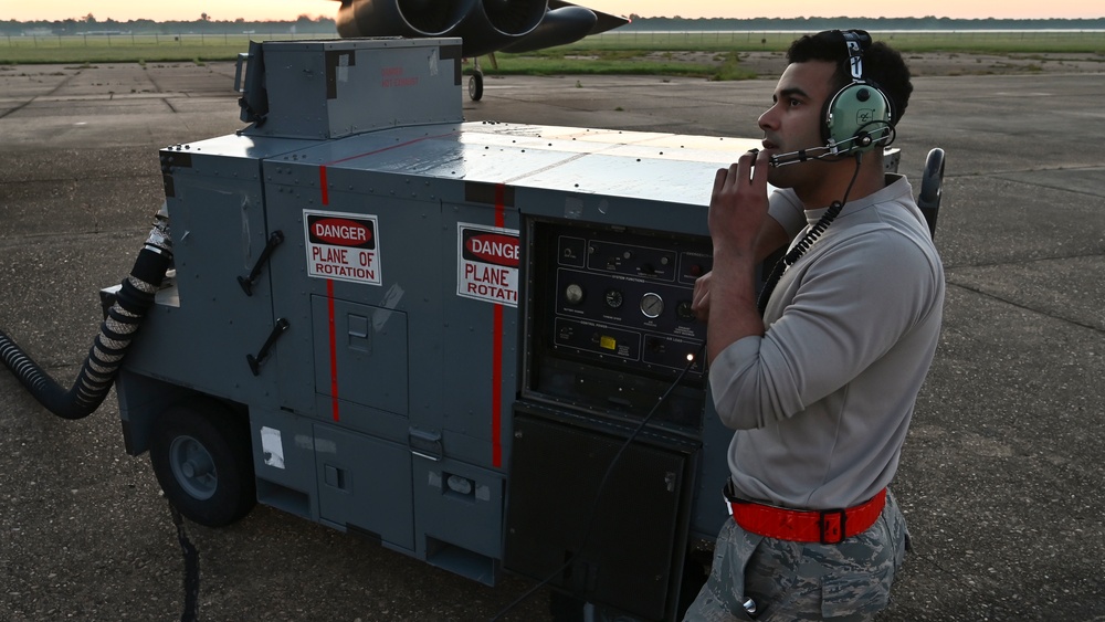 Barksdale B-52s take-off for Louisiana flyover