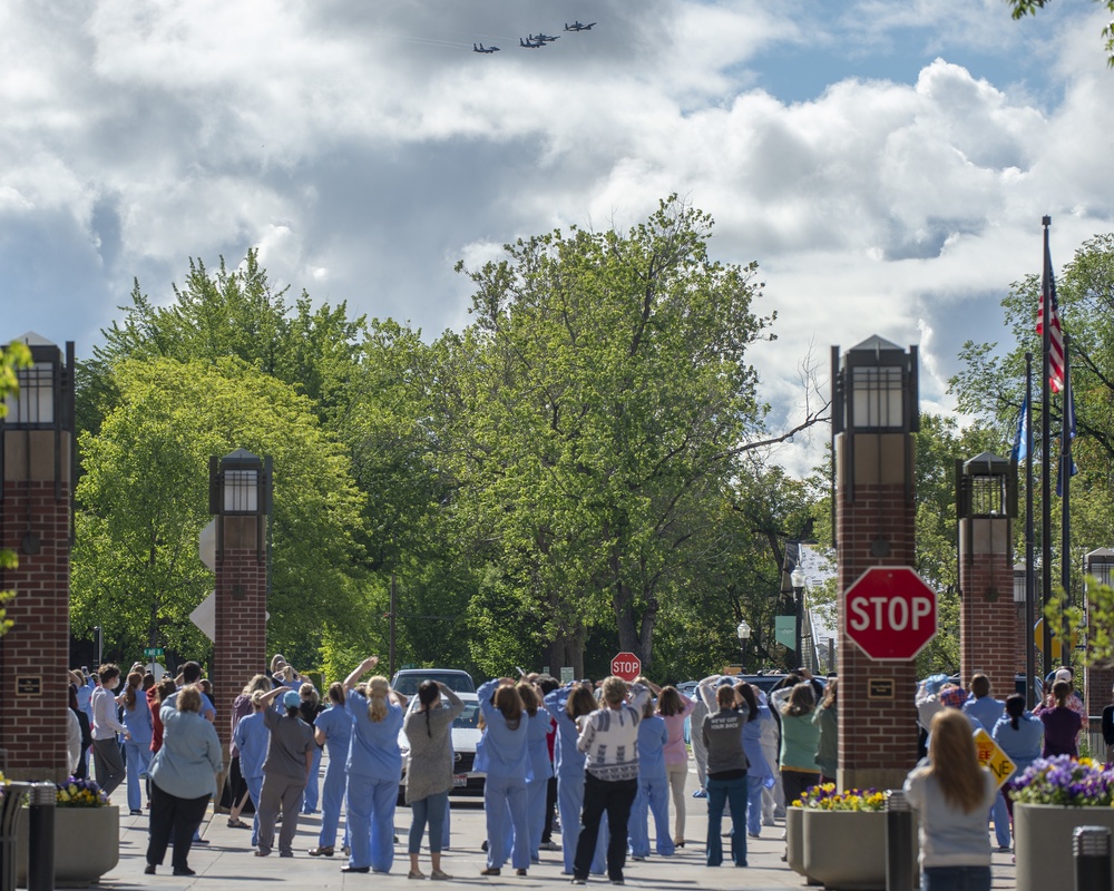Airmen of 124th Fighter Wing and 366th Fighter Wing Salute Healthcare Workers of Idaho with a Joint Flyover