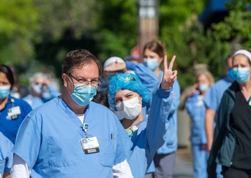 Airmen of 124th Fighter Wing and 366th Fighter Wing Salute Healthcare Workers of Idaho with a Joint Flyover