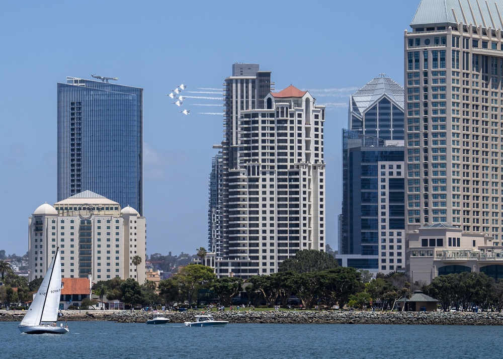 U.S. Air Force Air Demonstration Squadron &quot;Thunderbirds,” Fly In Formation Over San Diego