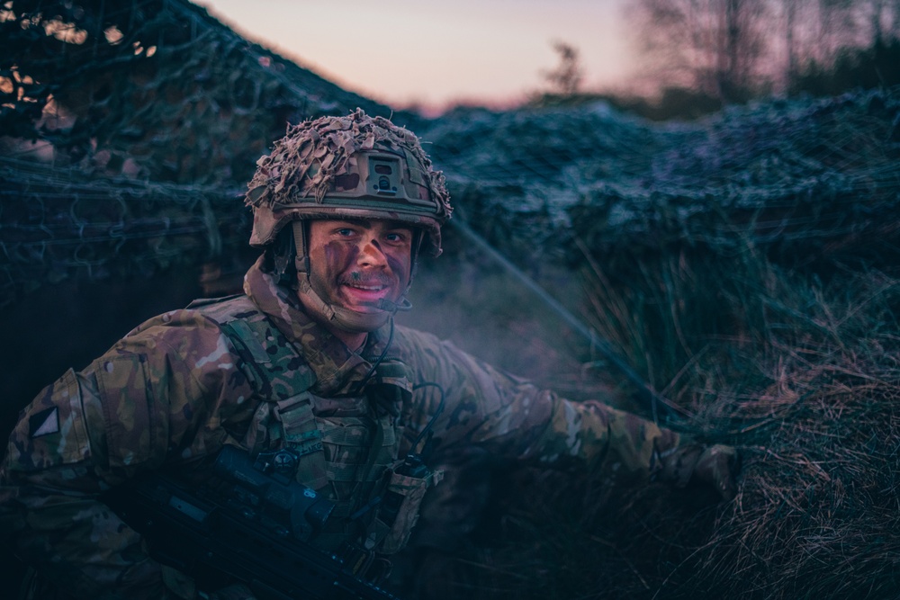 British Soldiers conduct recon exercise during eFP NATO BG-P