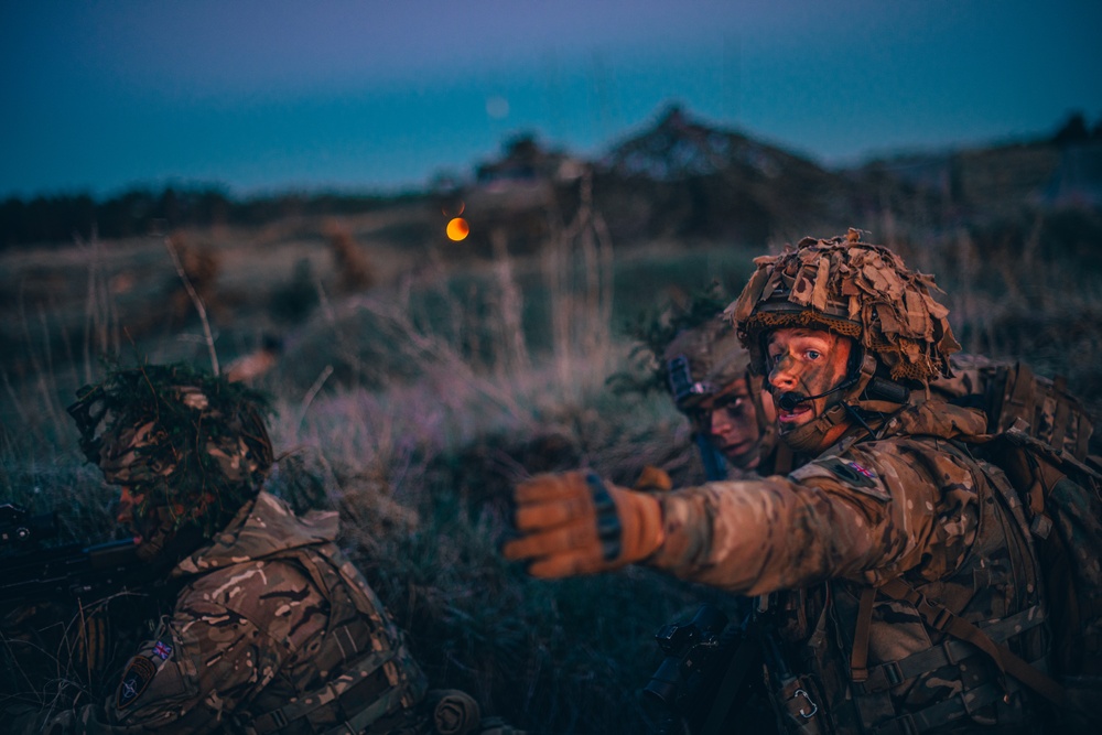 British Soldiers conduct recon exercise during eFP NATO BG-P