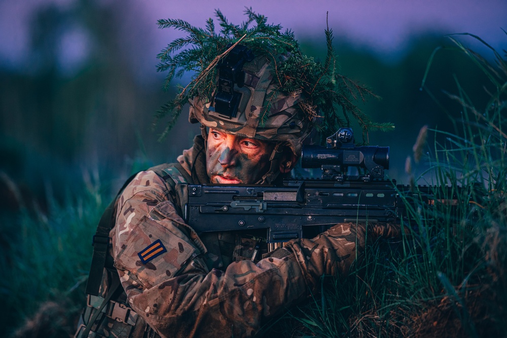 British Soldiers conduct recon exercise during eFP NATO BG-P