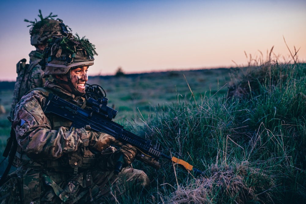 British Soldiers conduct recon exercise during eFP NATO BG-P