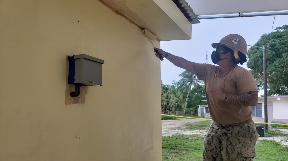 U.S. Navy Seabees with NMCB-5’s Detail Pohnpei construct facilities to help prepare for COVID-19 response