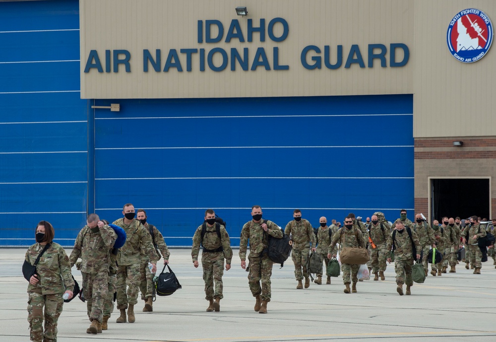 C-17 Takes Airmen of the 124th Fighter Wing on Deployment to Southwest Asia During COVID-19 Pandemic