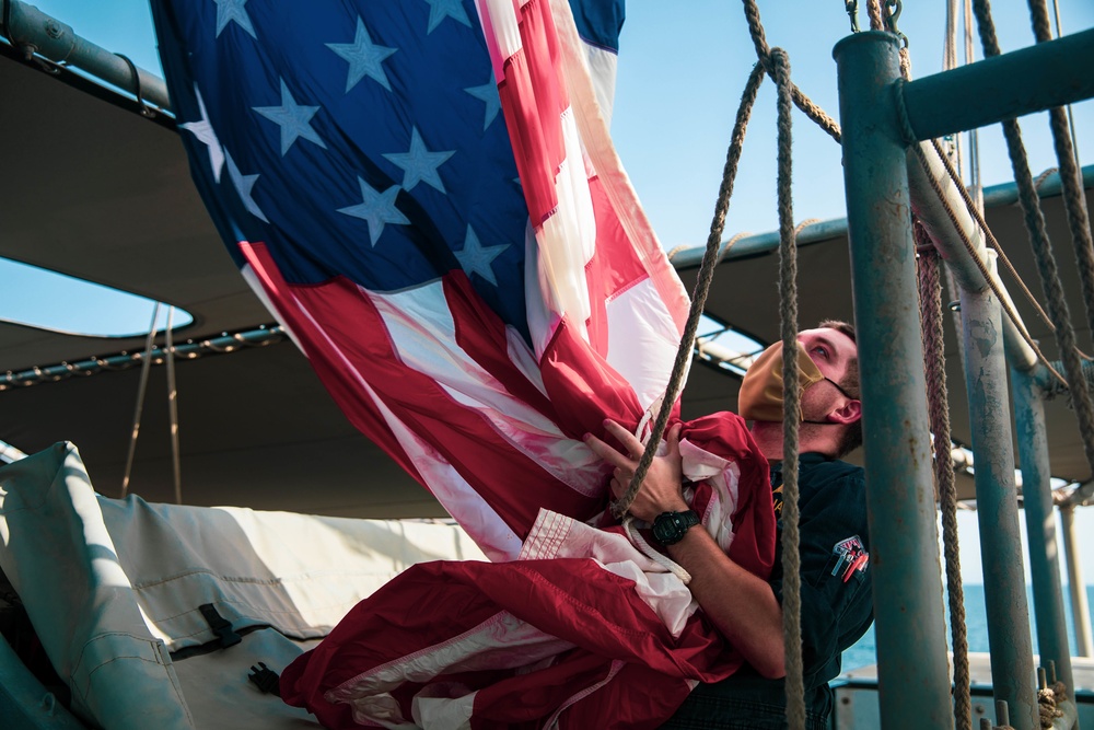 American Flag USS Gladiator (MCM 11)
