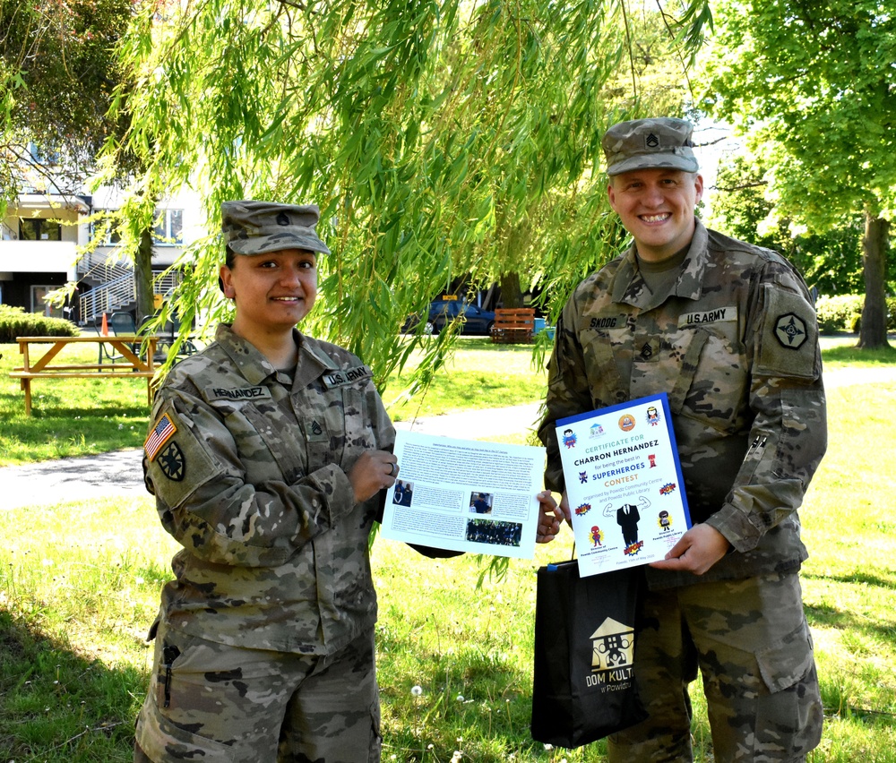 Soldier places in a community contest in Powidz, Poland