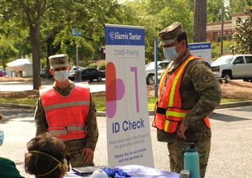 South Carolina National Guard Soldiers conduct a drive-thru testing site in support of South Carolina COVID-19 response efforts
